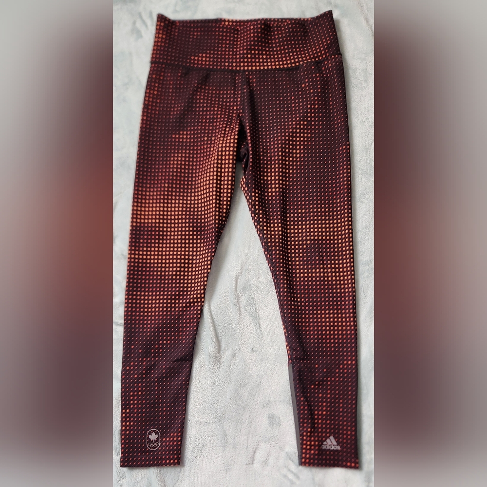 Adidas Canada Techfit Red and Black Patterned Leggings Yoga
